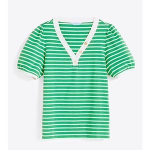 NWT Draper James Women’s Puff Sleeve T-Shirt in Green Nautical
Stripe Si…